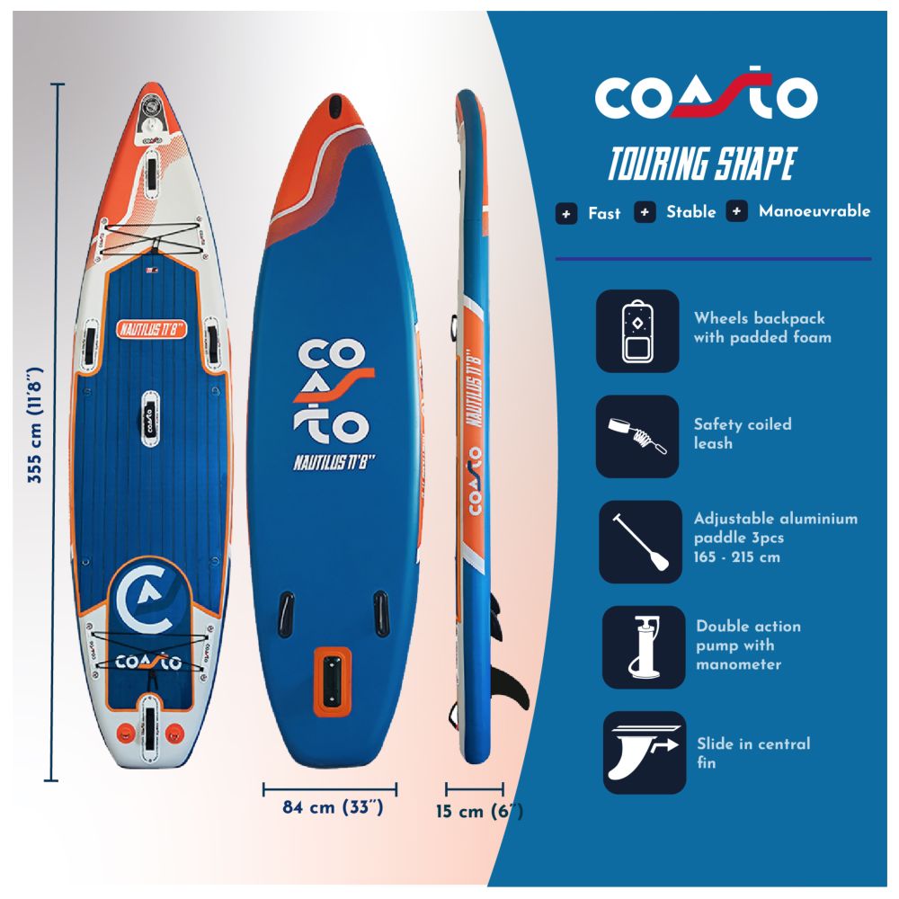 SUP Warehouse - Nautilus 11'8" SUP Package (Orange/Blue)