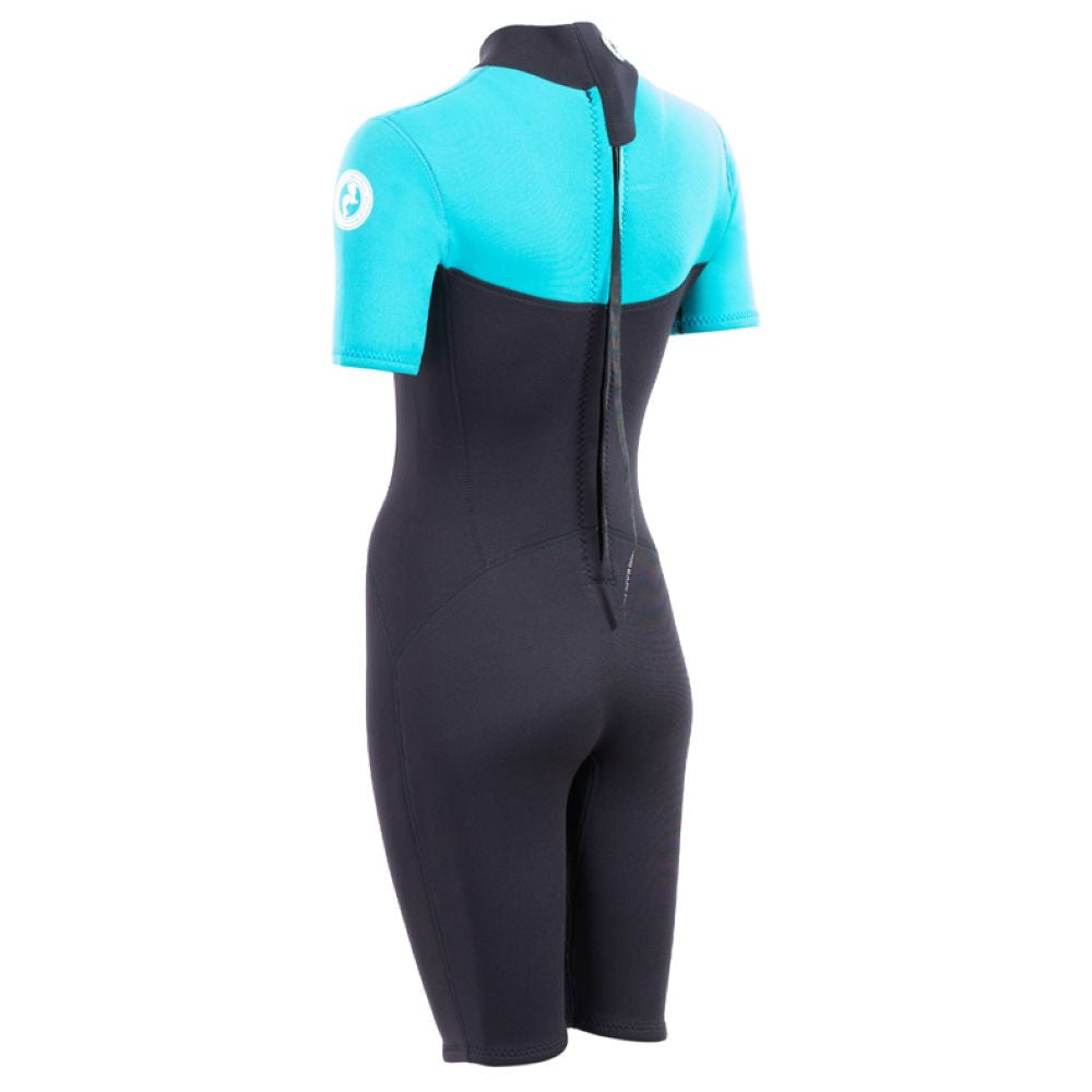 SUP Warehouse - Two Bare Feet - Womens Thunderclap 2.5mm Shorty Wetsuit (Black/Aqua)