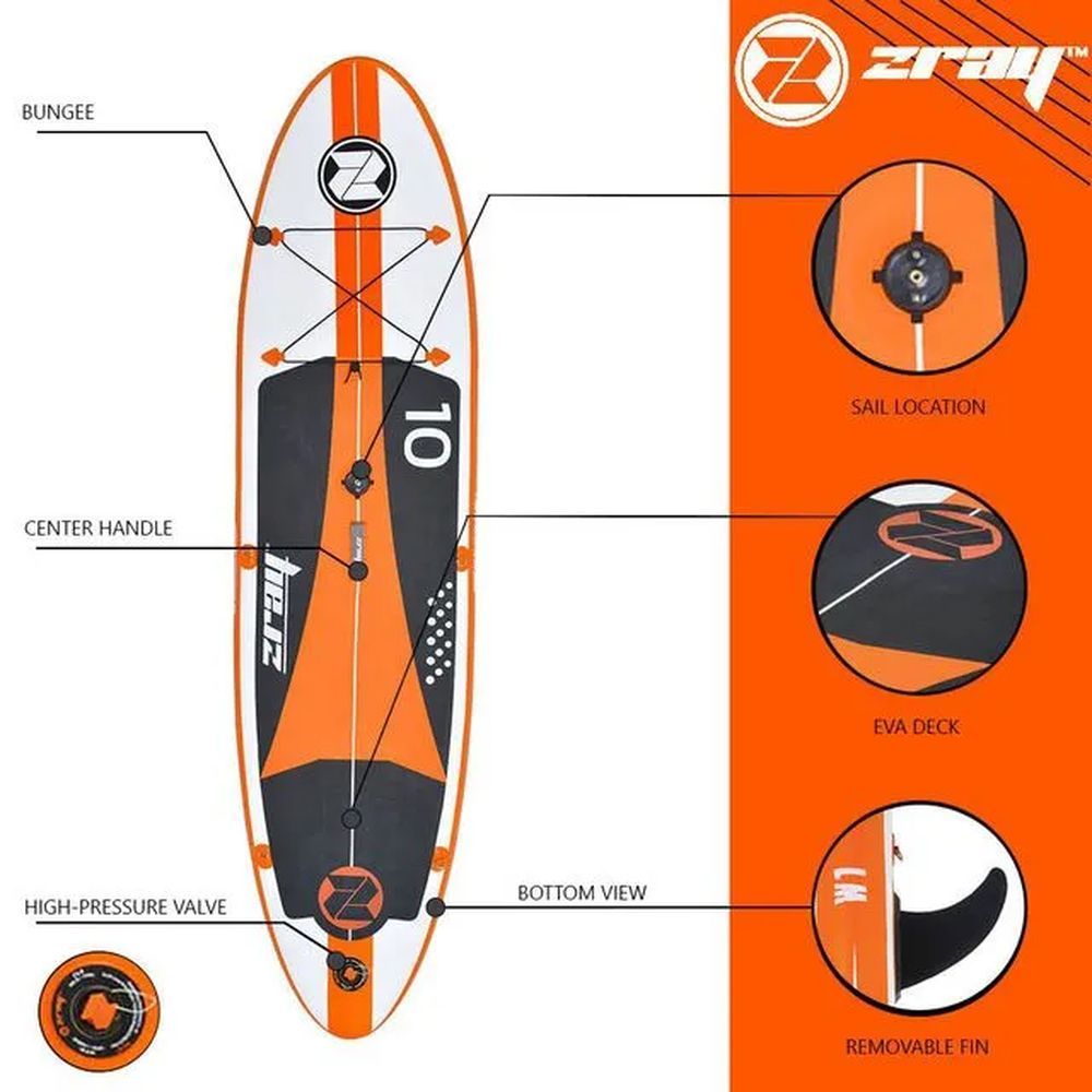 SUP Warehouse - Windsurf Inflatable 10" Inflatable SUP Package (Orange/White)