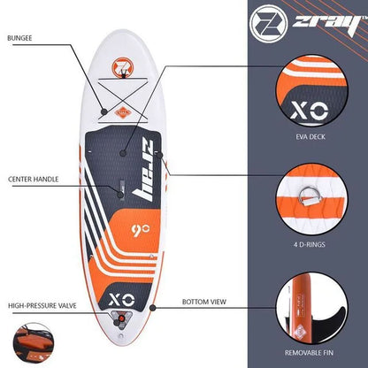 SUP Warehouse - X-rider Young 9" Inflatable SUP Package (Orange/White)