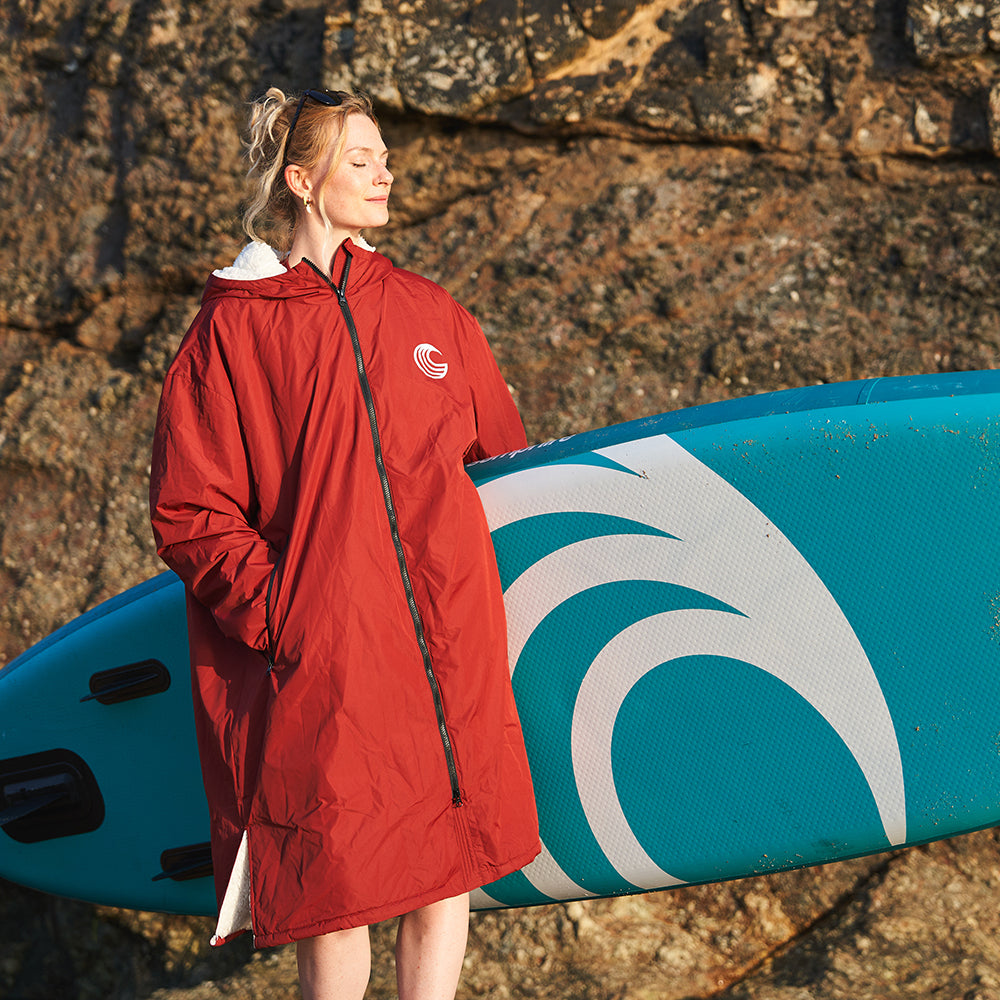 SUP Warehouse - Samphire - Weatherproof Long Sleeve Changing Robe (Deep Red)