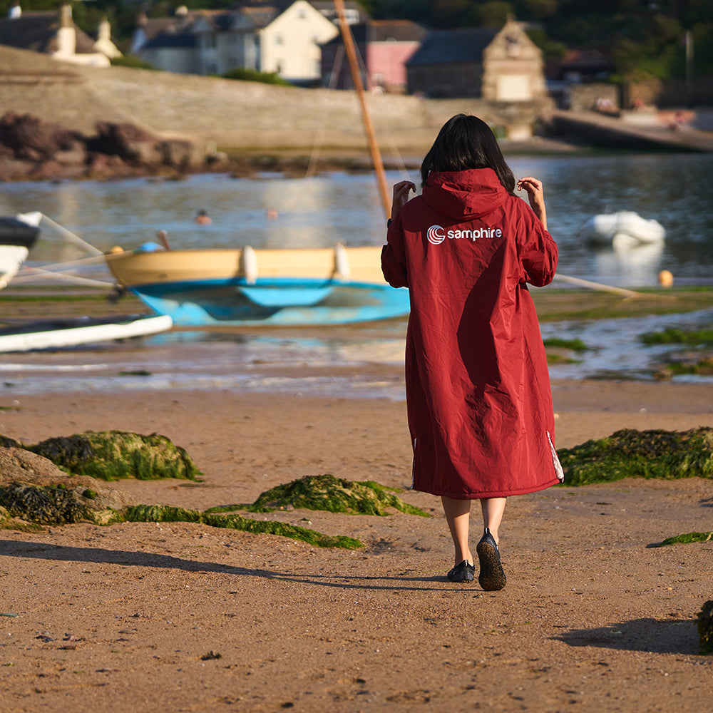 SUP Warehouse - Samphire - Weatherproof Short Sleeve Changing Robe (Deep Red)