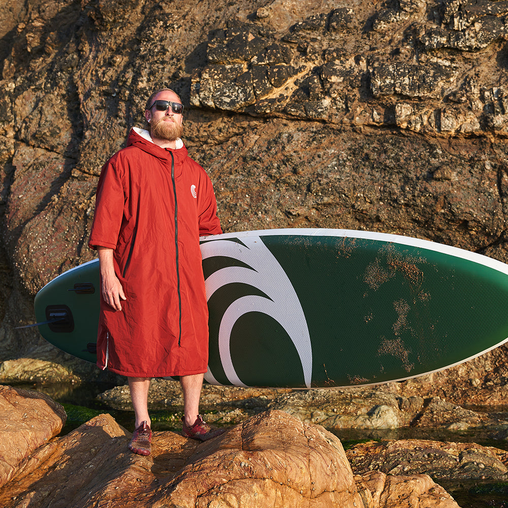 SUP Warehouse - Samphire - Weatherproof Short Sleeve Changing Robe (Deep Red)